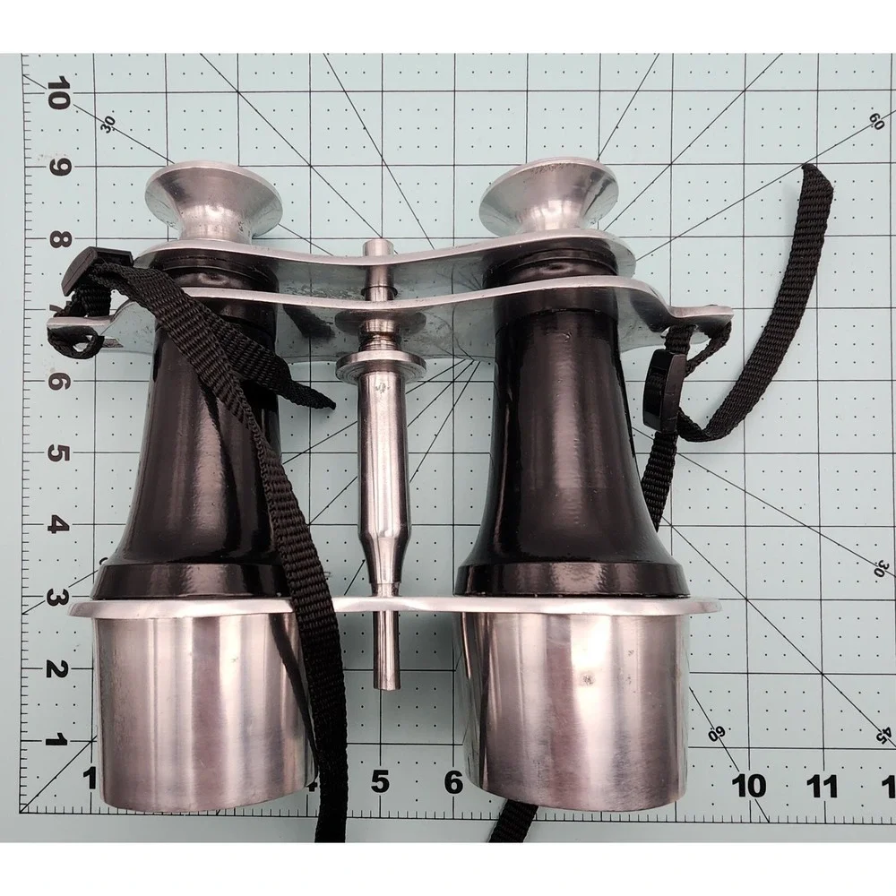 Vintage faux binoculars‎ home decor, black/ aluminum art Handcrafted in India